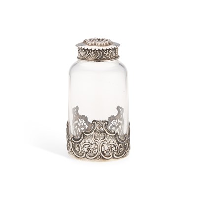 Lot A VICTORIAN SILVER-MOUNTED GLASS JAR