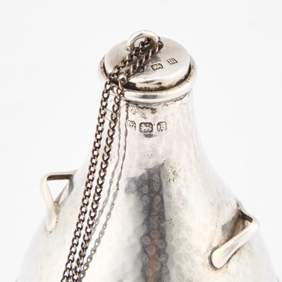 Lot 407 - AN ARTS AND CRAFTS SILVER SCENT FLASK