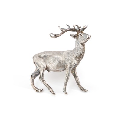 Lot AN ELIZABETH II CAST SILVER MODEL OF A STAG