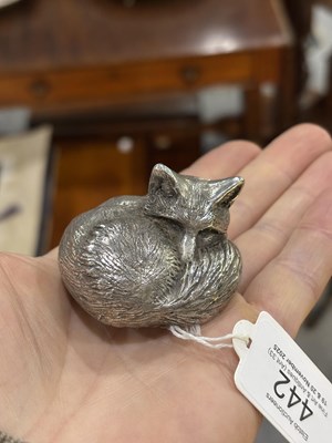 Lot 442 - A SILVER MODEL OF A FOX