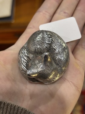 Lot 442 - A SILVER MODEL OF A FOX