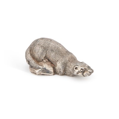 Lot A SILVER MODEL OF AN OTTER