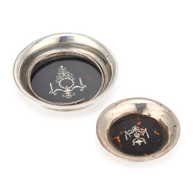 Lot 135 - TWO EARLY 20TH CENTURY SILVER AND TORTOISESHELL DISHES