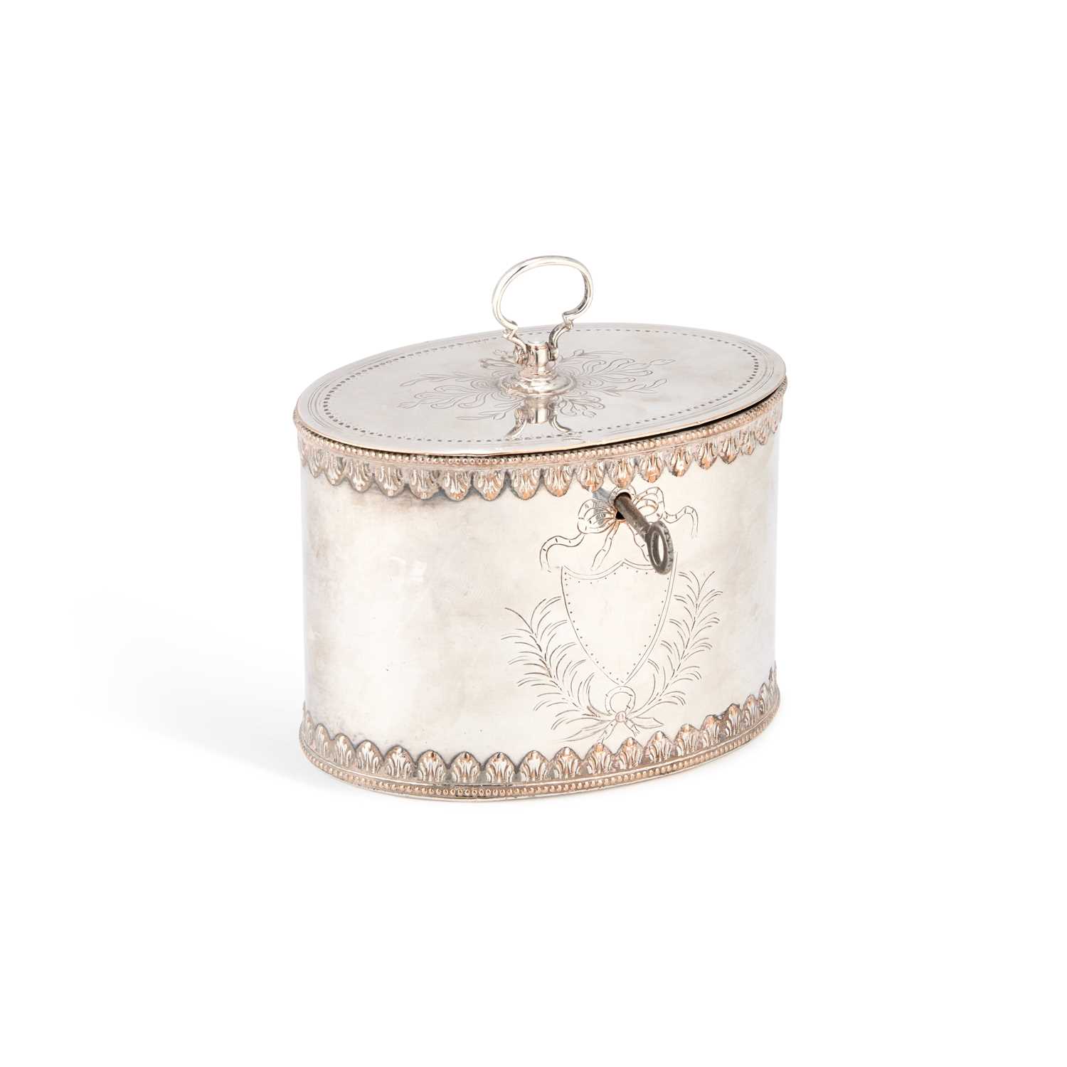 Lot 264 - A GEORGE III OLD SHEFFIELD PLATE TEA CADDY