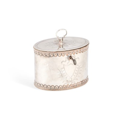 Lot A GEORGE III OLD SHEFFIELD PLATE TEA CADDY