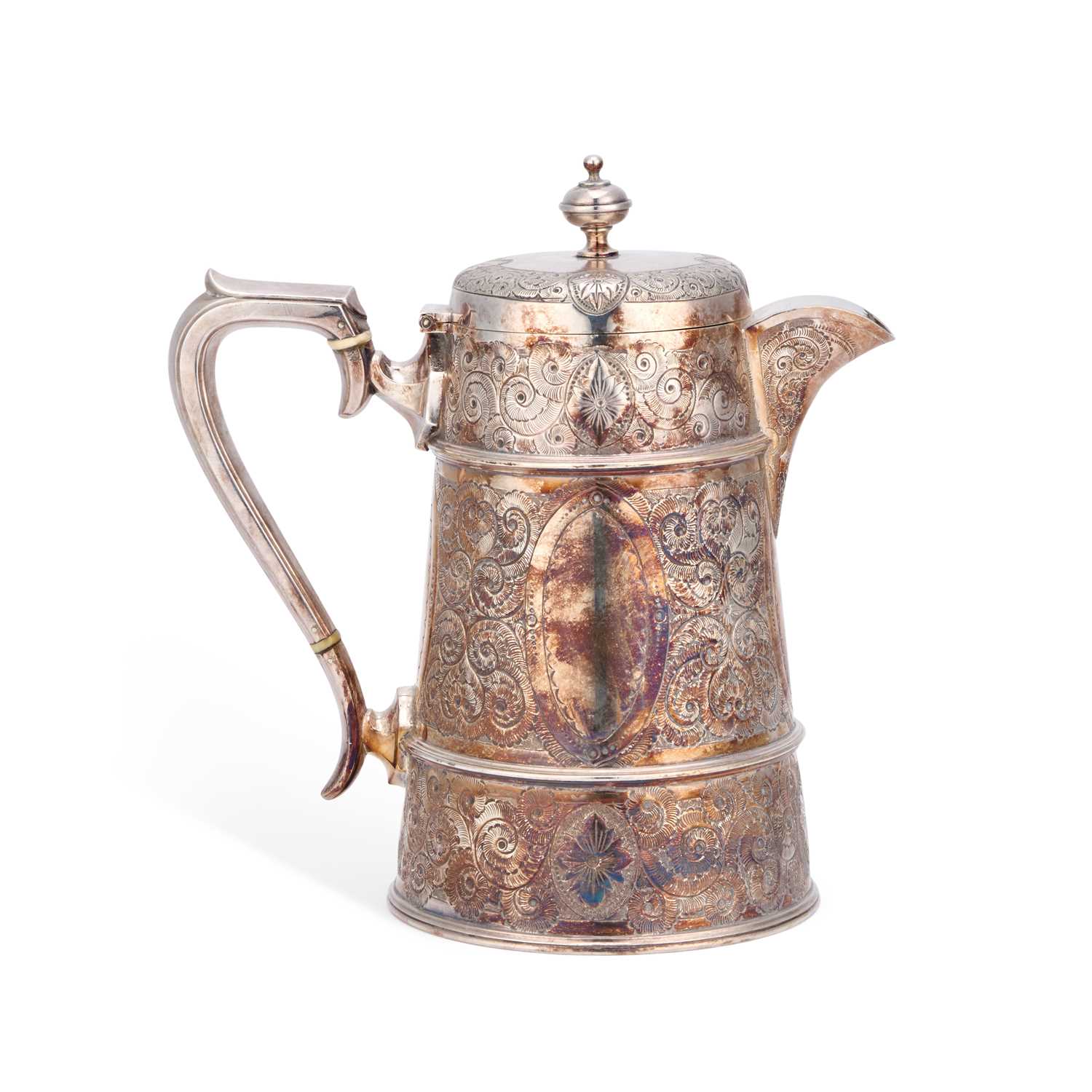 Lot A LARGE VICTORIAN SILVER-PLATED HOT WATER JUG