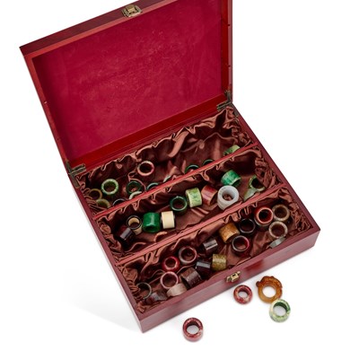 Lot A COLLECTION OF FORTY-SEVEN CHINESE ARCHERS' RINGS