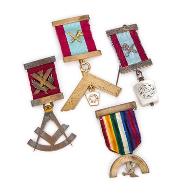 Lot FOUR SILVER MASONIC JEWELS
