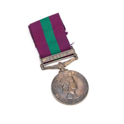 Lot AN ELIZABETH II GENERAL SERVICE MEDAL (G.S.M) WITH A MALAYA CLASP