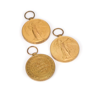 Lot THREE FIRST WORLD WAR VICTORY MEDALS