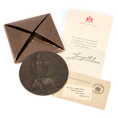 Lot A FIRST WORLD WAR DEATH PLAQUE