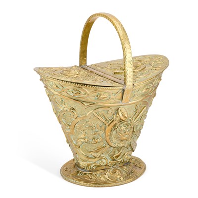 Lot 246 - A LATE VICTORIAN BRASS COAL BUCKET