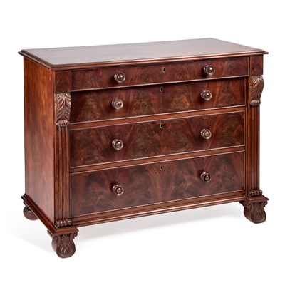 Lot 327 - A MAHOGANY CHEST OF DRAWERS