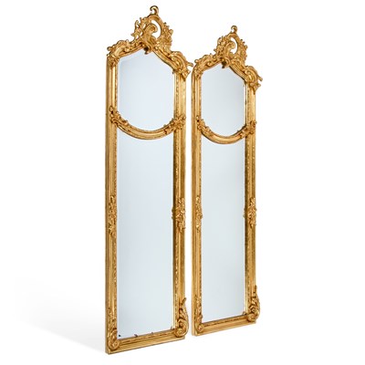 Lot 344 - A PAIR OF PERIOD STYLE GILT FRAMED MIRRORS
