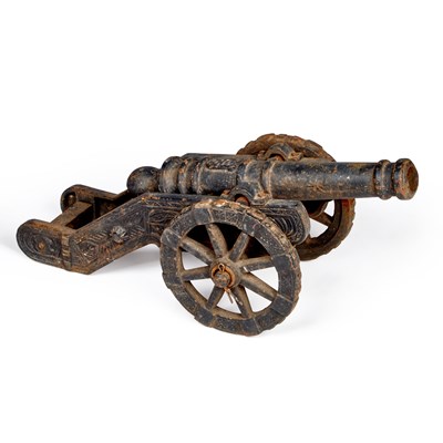 Lot 287 - A CAST IRON GARDEN MODEL OF A CANNON