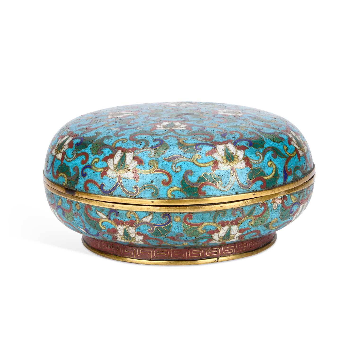 Lot 698 - A CHINESE CLOISONNÉ ENAMELLED BRONZE BOX AND COVER