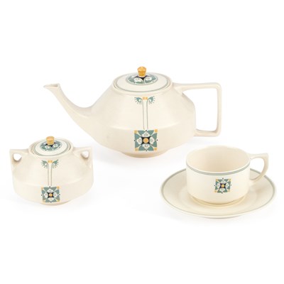 Lot AN EARLY 20TH CENTURY DUTCH POTTERY TEA SERVICE