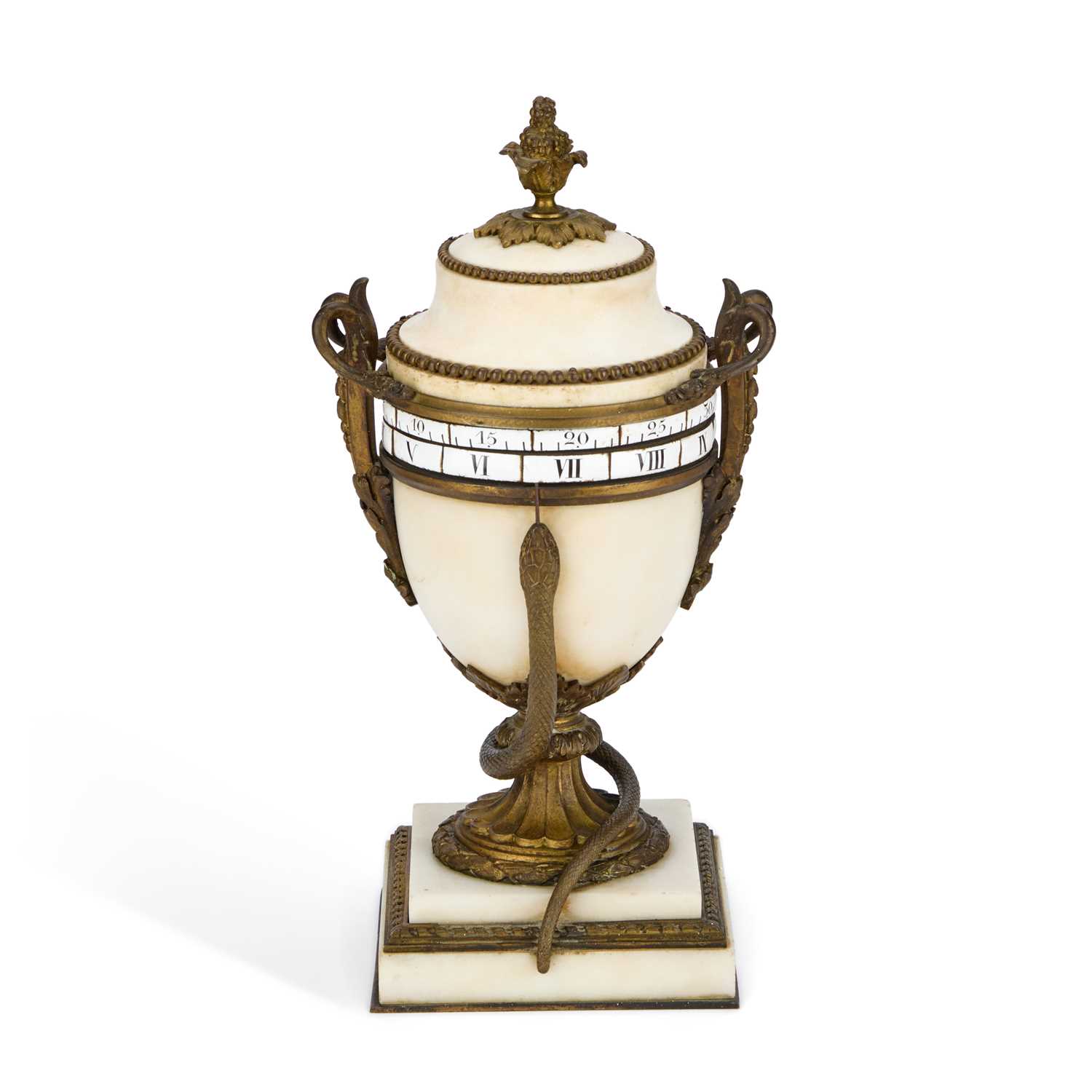 Lot 953 - A FRENCH WHITE MARBLE AND ORMOLU ANNULAR DIAL CLOCK