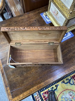 Lot 703 - A CHINESE CARVED WOOD BOX