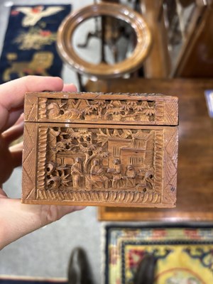 Lot 703 - A CHINESE CARVED WOOD BOX