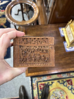 Lot 703 - A CHINESE CARVED WOOD BOX