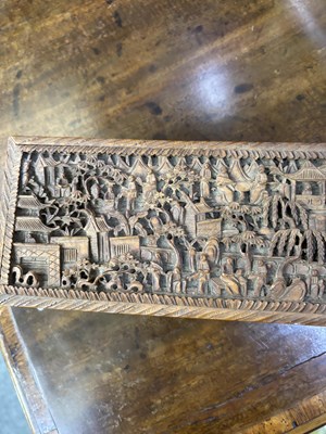 Lot 703 - A CHINESE CARVED WOOD BOX