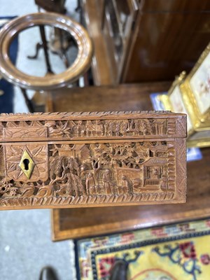 Lot 703 - A CHINESE CARVED WOOD BOX