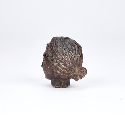 Lot 980 - A CARVED STONE HEAD OF A LADY