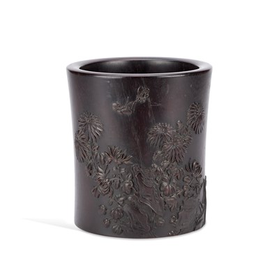 Lot A CHINESE ZITAN BRUSH POT