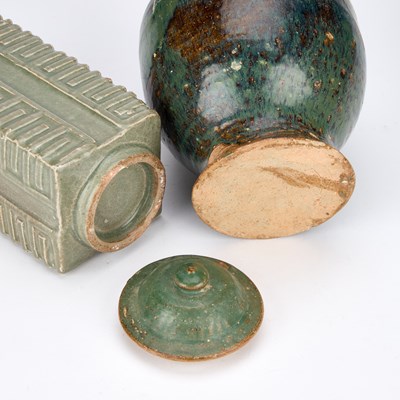 Lot 165 - A CHINESE CELADON-GLAZED CONG VASE