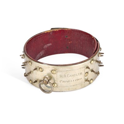 Lot A VICTORIAN NICKEL AND BRASS ADJUSTABLE DOG COLLAR