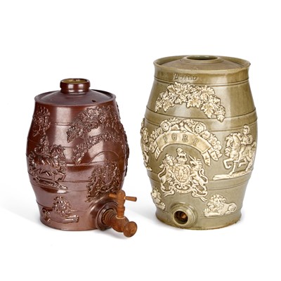 Lot 3 - TWO 19TH CENTURY STONEWARE SPIRIT BARRELS