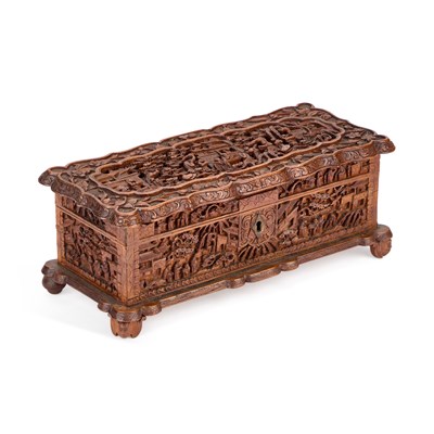 Lot A 19TH CENTURY CANTONESE CARVED WOODEN BOX