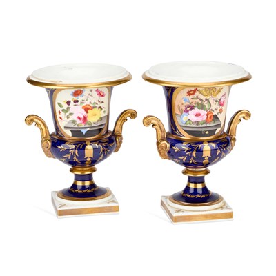 Lot A PAIR OF 19TH CENTURY ENGLISH PORCELAIN VASES
