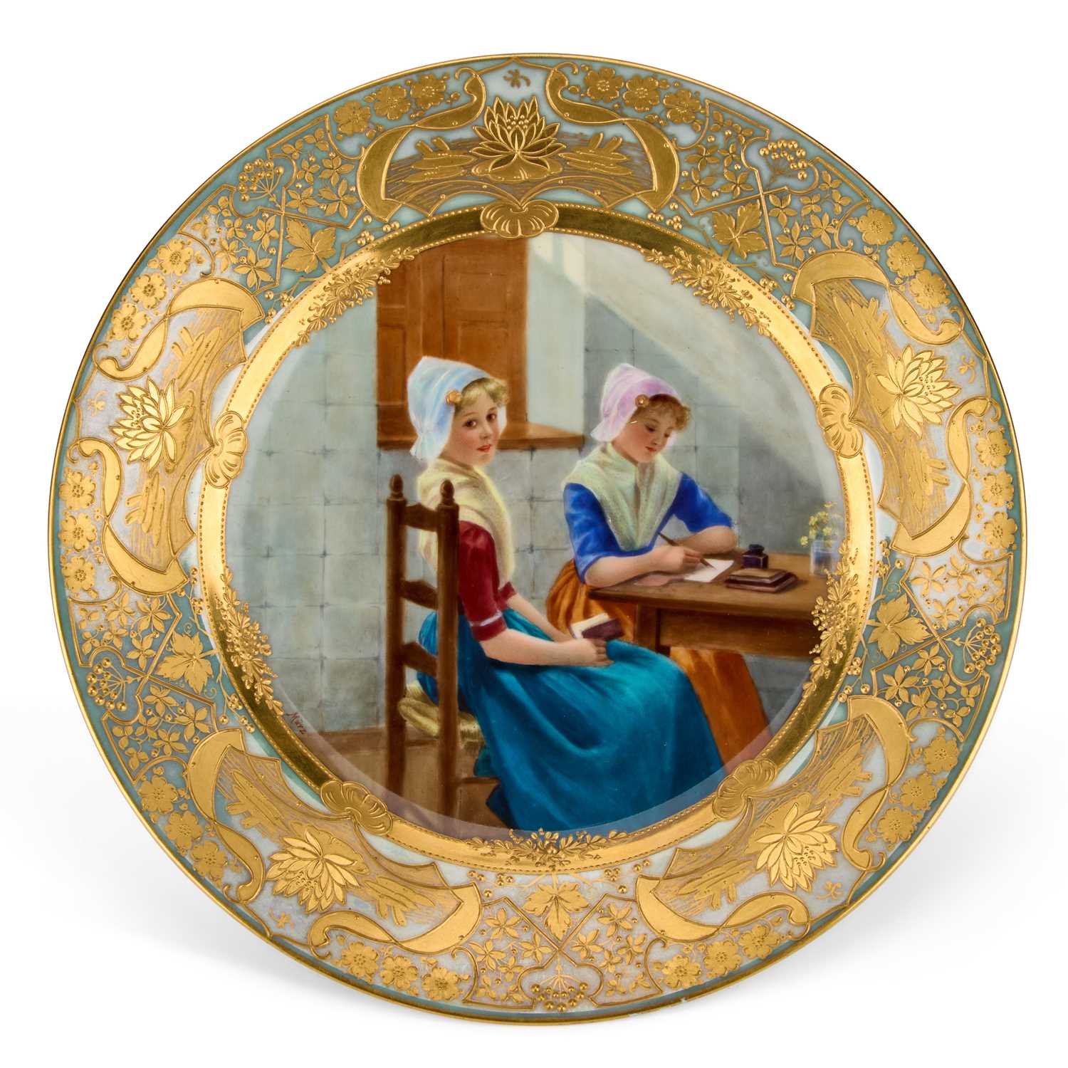 Lot 105 - A DRESDEN PORCELAIN PLATE