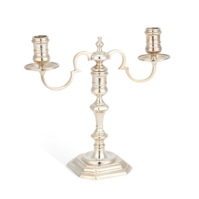 Lot 423 - AN ELIZABETH II CAST SILVER CANDELABRUM