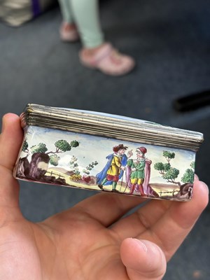 Lot 775 - A RARE SILVER AND ENAMEL SNUFF BOX, CIRCA 1730