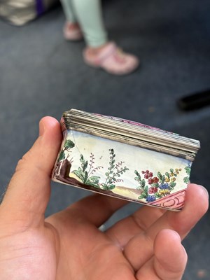 Lot 775 - A RARE SILVER AND ENAMEL SNUFF BOX, CIRCA 1730