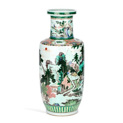 Lot 156 - A CHINESE FAMILLE VERTE 'LANDSCAPE' VASE