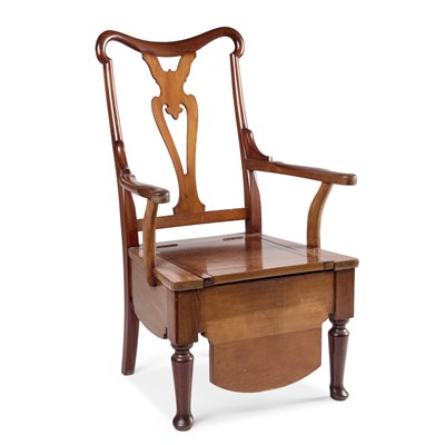 Lot 303 - A 19TH CENTURY MAHOGANY COMMODE CHAIR