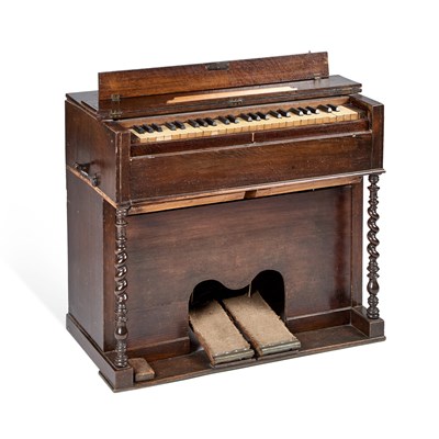 Lot 312 - A 19TH CENTURY OAK-CASED PORTABLE PEDAL HARMONIUM