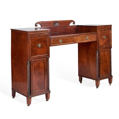 Lot 336 - A REGENCY MAHOGANY PEDESTAL SIDEBOARD