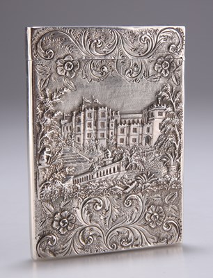 Lot 1349 - AN EARLY VICTORIAN SILVER CASTLE-TOP CARD CASE