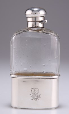 Lot 1366 - A VICTORIAN SILVER-MOUNTED GLASS HIP-FLASK