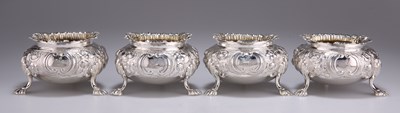 Lot 1353 - A SET OF FOUR VICTORIAN SILVER SALTS