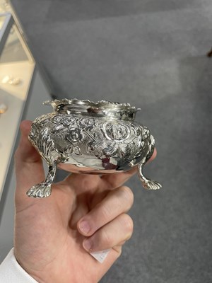 Lot 1353 - A SET OF FOUR VICTORIAN SILVER SALTS