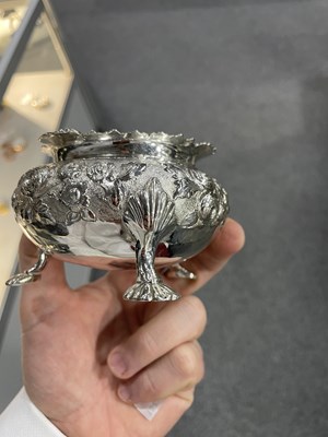 Lot 1353 - A SET OF FOUR VICTORIAN SILVER SALTS