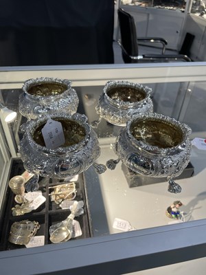 Lot 1353 - A SET OF FOUR VICTORIAN SILVER SALTS