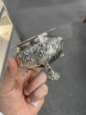 Lot 1353 - A SET OF FOUR VICTORIAN SILVER SALTS