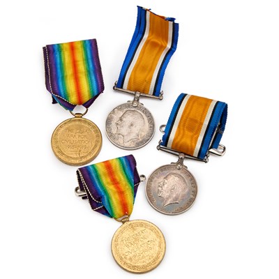Lot 30 - TWO FIRST WORLD WAR OFFICER MEDAL PAIRS